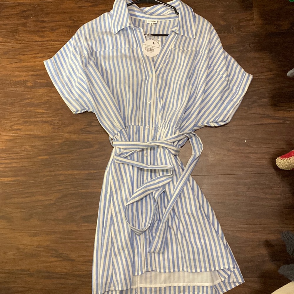 Boutique blue striped mini dress Medium